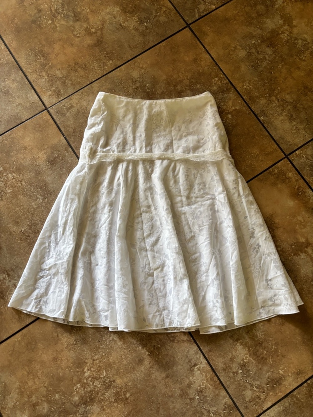 Vintage lace floral print a line skirt